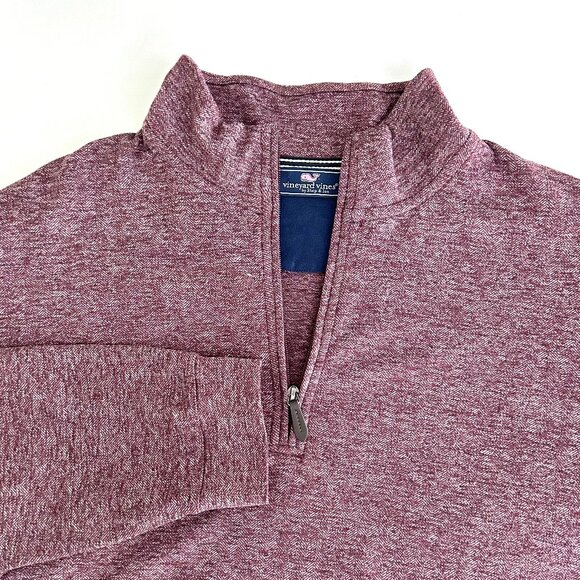 Vineyard Vines 1/2 Zip Herringbone Pullover Sweatshirt in Burgundy Size XL - Picture 6 of 10